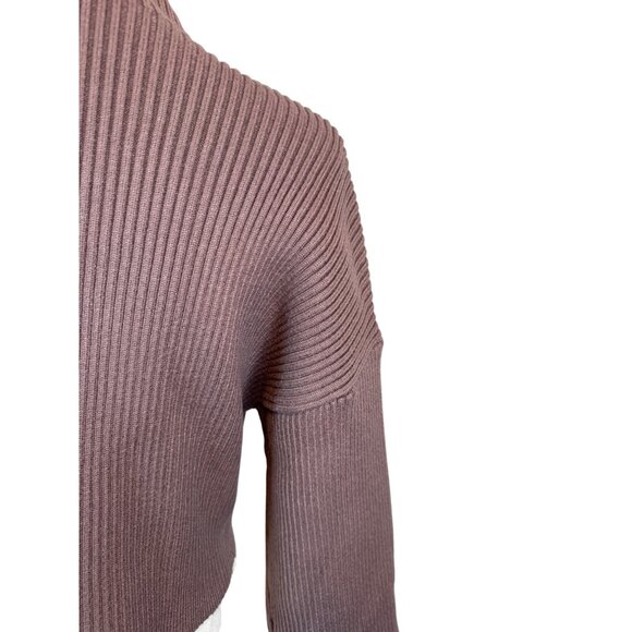 2/$30 ZARA Basic Small Ribbed Mock Neck Deep Taupe/Mauve Sweater - Picture 8 of 15